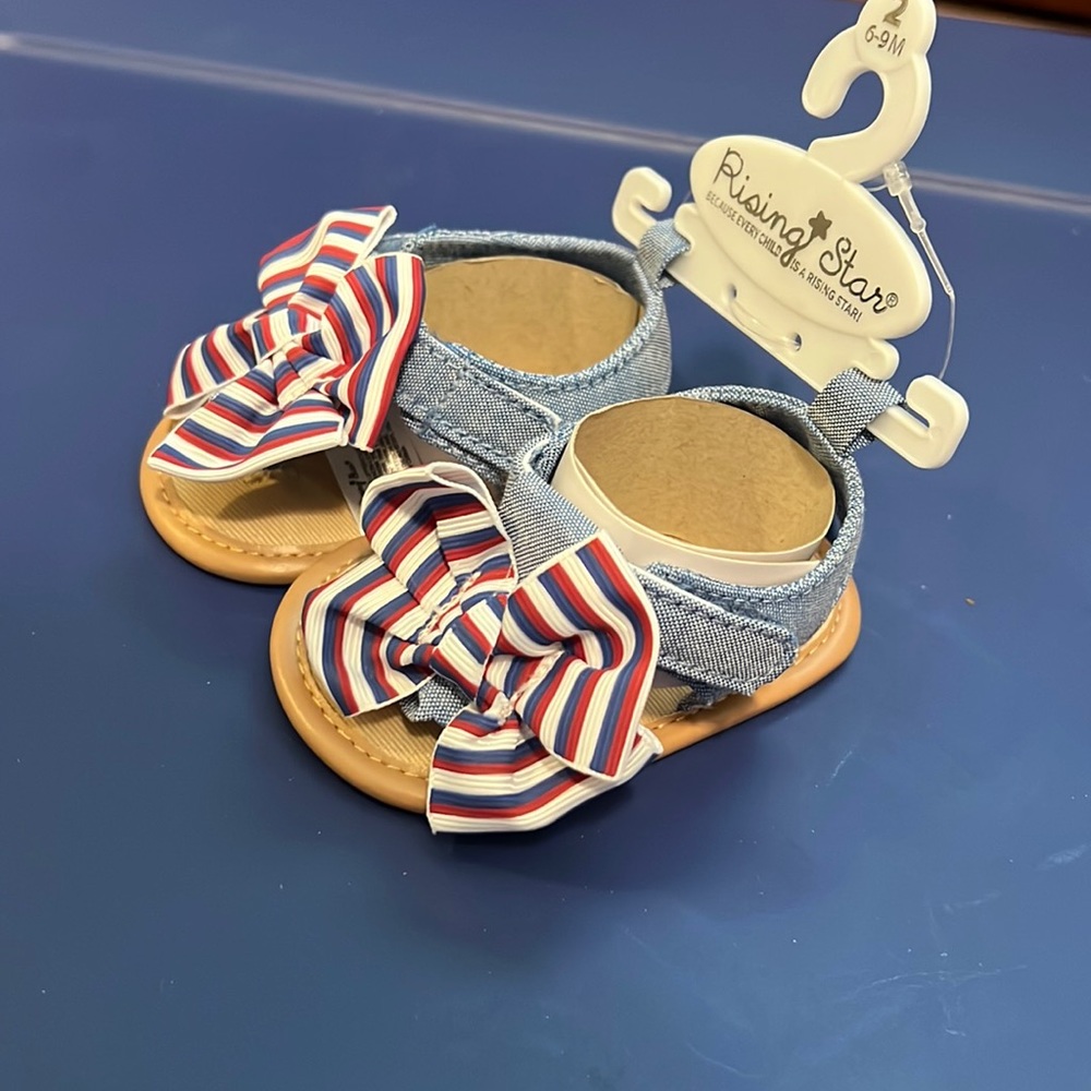 Red and White stripes sandals- size 2